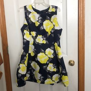 Navy Dress with Yellow Flowers